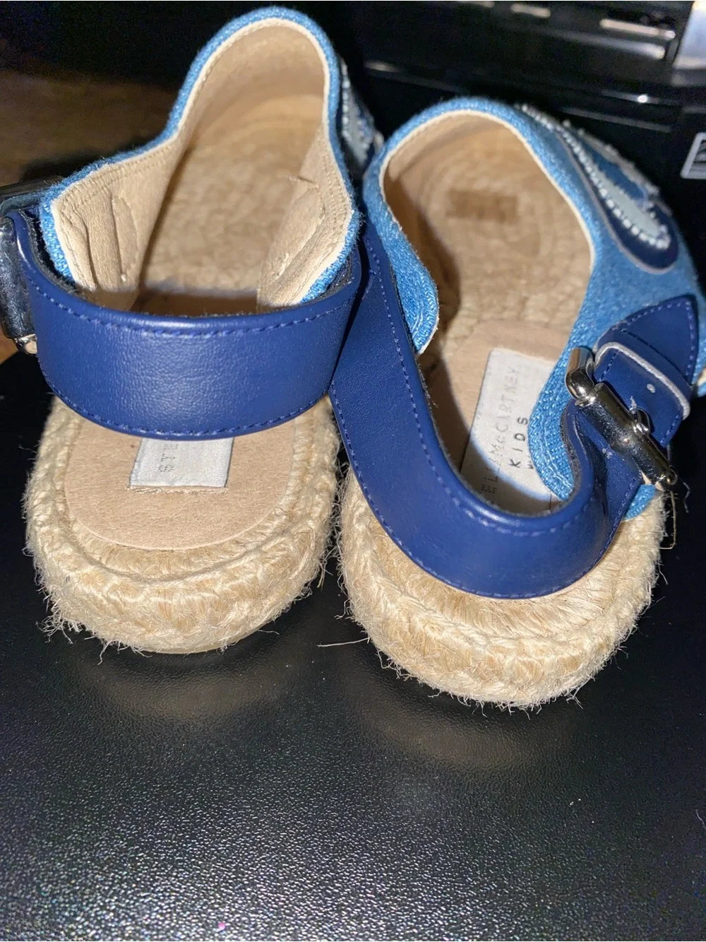 Stella McCartney Blue Denim Butterfly Patchwork Espadrille Slingback Sandals 32